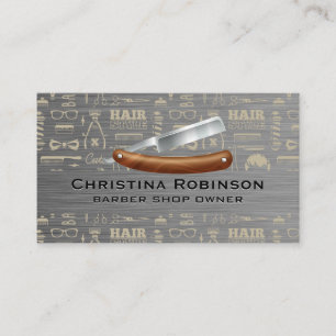 Hair Style Barber Patroon   Straight Edge-blade Visitekaartje