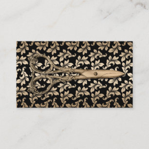 Hair Stylist Antiek Scissor Black & Gold Damask Visitekaartje