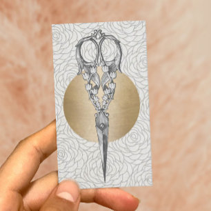 Hair Stylist Antiek Scissor  Floral Visitekaartje