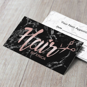 Hair Stylist Appointy Classy Script Dark Marble Afsprakenkaartje