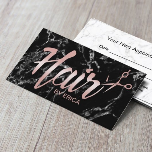 Hair Stylist Appointy Classy Script Dark Marble Afsprakenkaartje