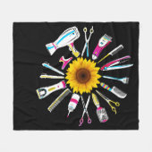Hair Stylist Barber Tools Floral Fleece Deken (Voorkant (Horizontaal))