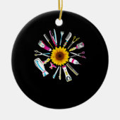 Hair Stylist Barber Tools Floral Keramisch Ornament (Voorkant)