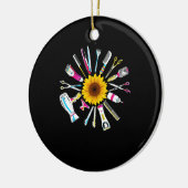 Hair Stylist Barber Tools Floral Keramisch Ornament (Links)