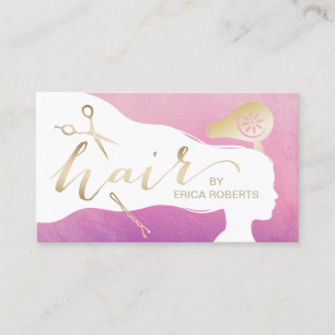 Hair Stylist Beauty Girl Elegant Waterverf Salon Visitekaartje