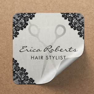 Hair Stylist  Black Laced Hair Salon Vierkante Sticker