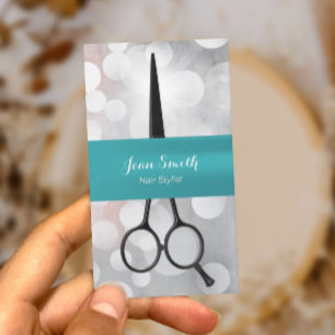 Hair Stylist Blauwgroen Ribbon Modern Silver Appoi Afsprakenkaartje