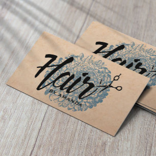 Hair Stylist Blue Floral Appointment Afsprakenkaartje