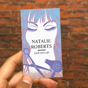 Hair Stylist Blue Hair Beauty Girl Hair Salon Visitekaartje