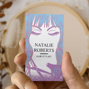 Hair Stylist Blue Hair Beauty Girl Lavender Salon Visitekaartje