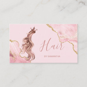 Hair stylist blush roze typografie haarverlenging  visitekaartje