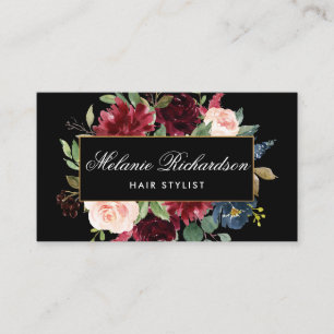 Hair Stylist Burgundy Black Gold Appointcard Afsprakenkaartje