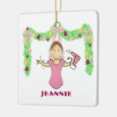 Hair Stylist Cartoon Funny Thank You Christmas Keramisch Ornament (Links)