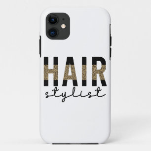 Hair Stylist Cheetah Typography Hairdresser Gift iPhone 11 Hoesje