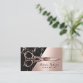 Hair Stylist Chic Roos Gold Marble Beauty Salon Visitekaartje (Staand voorkant)