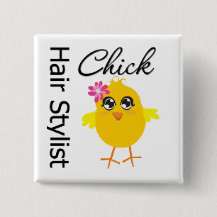 Hair Stylist Chick Vierkante Button 5,1 Cm