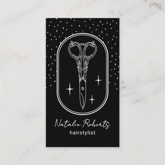 Hair Stylist Cute Scissor Logo Black Beauty Salon Visitekaartje (Voorkant)