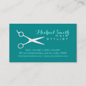 Hair Stylist Elegant Dark Cyan Background Visitekaartje (Achterkant)