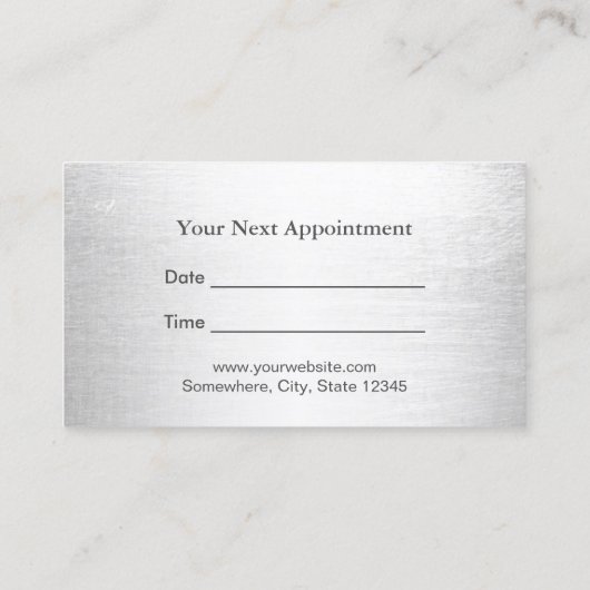 Hair Stylist Elegant Silver Salon Benoeming Afsprakenkaartje (Achterkant)