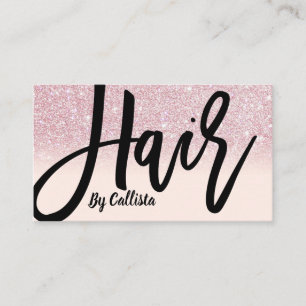Hair Stylist Girly Pink Glitter Ombre Typografie Visitekaartje
