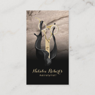 Hair Stylist Gold Scissor Black & Bornze Salon Visitekaartje