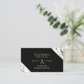 Hair Stylist Gold Scissor Modern Marble Hair Salon Visitekaartje (Staand voorkant)