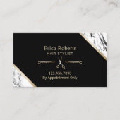 Hair Stylist Gold Scissor Modern Marble Hair Salon Visitekaartje (Voorkant)