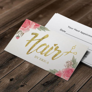 Hair Stylist Gold Script Classy Floral Appointment Afsprakenkaartje