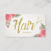 Hair Stylist Gold Script Classy Floral Appointment Afsprakenkaartje (Voorkant)