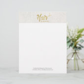 Hair Stylist Gold Script Elegant Linen Custom Briefhoofd (Staand voorkant)