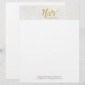 Hair Stylist Gold Script Elegant Linen Custom Briefhoofd (Voorkant / Achterkant)