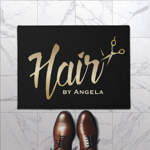 Hair Stylist Gold Script Modern Beauty Salon Deurmat