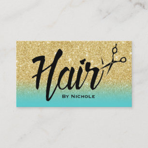 Hair Stylist Gold & Turquoise Glitter Appointment Afsprakenkaartje