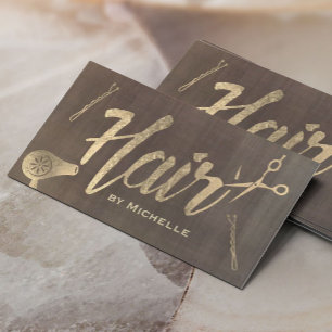 Hair Stylist  Gold Typography Beauty Salon Visitekaartje