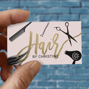 Hair Stylist Gold Typography Beauty Salon Visitekaartje