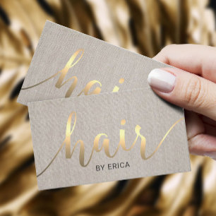 Hair Stylist Gold Typography Linen Appointment Afsprakenkaartje