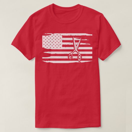 Hair Stylist Hairdresser Scissor in American Flag T-shirt (Design voorkant)