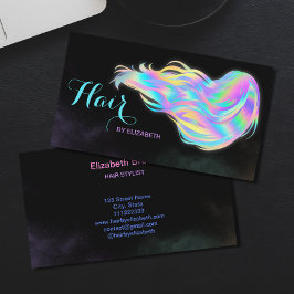Hair Stylist Holographic Glitter Glow Beauty Salon Visitekaartje