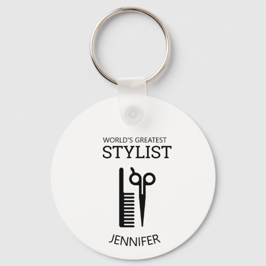Hair Stylist Keyring Sleutelhanger (Voorkant)