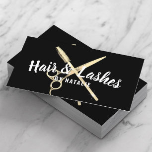 Hair Stylist Lashes Beauty Salon Black & Gold Visitekaartje