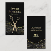 Hair Stylist Modern Black Gold Marble Hairdresser Visitekaartje (Voorkant / Achterkant)