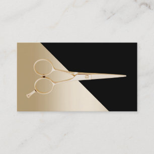 Hair Stylist Modern Black & Gold Scissor Visitekaartje