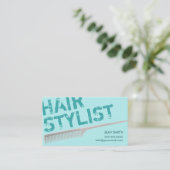 Hair Stylist Modern Bold Typography Turquoise Visitekaartje (Staand voorkant)