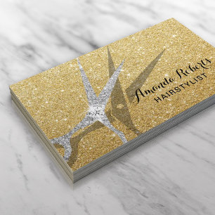 Hair Stylist Modern Gold Glitter Hair Salon Visitekaartje