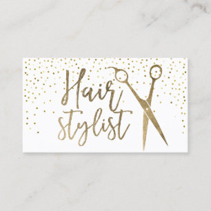 Hair Stylist Modern Gold Scissor Typografie Visitekaartje
