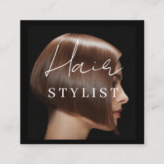 Hair stylist modern photo  square business card vierkante visitekaartje