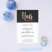 Hair stylist modern roos goud typografie zwart flyer (Enkel)
