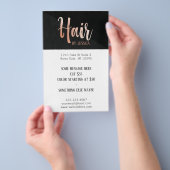 Hair stylist modern roos goud typografie zwart flyer (Hand)