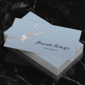 Hair Stylist Modern Silver Scissor Salon Dusty Blu Visitekaartje