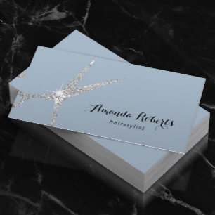 Hair Stylist Modern Silver Scissor Salon Dusty Blu Visitekaartje